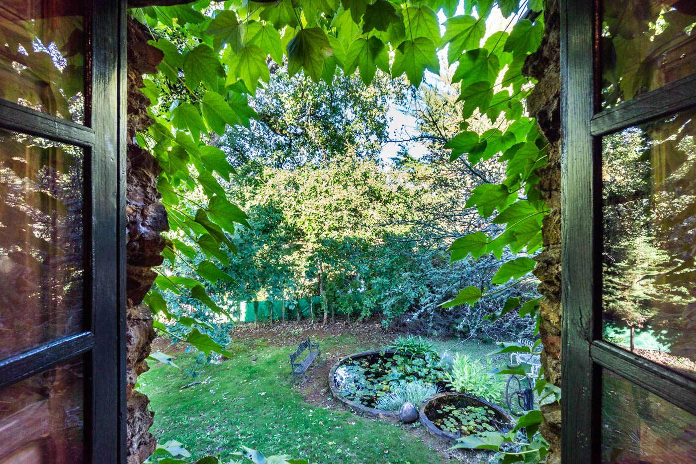 Vistas desde habitación a jardines traseros